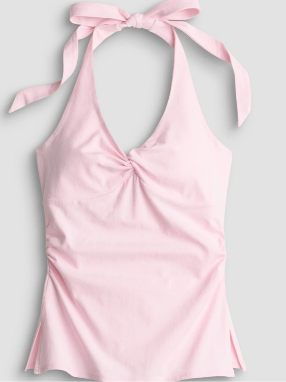 Juniors' madden girl Twist Neck Side Ruched Split Hem Halter Top size L